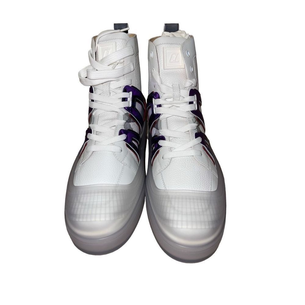 CHRISTIAN LOUBOUTIN Purple Vida Neon Caged High Top Sneakers Clear Overshoe